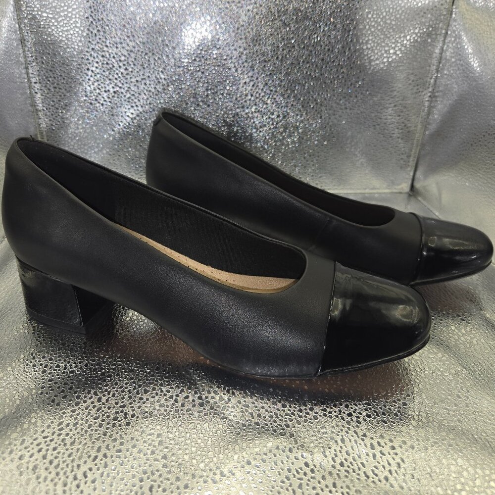 Clarks Marilyn Sara Black Combo Pumps - Size 9